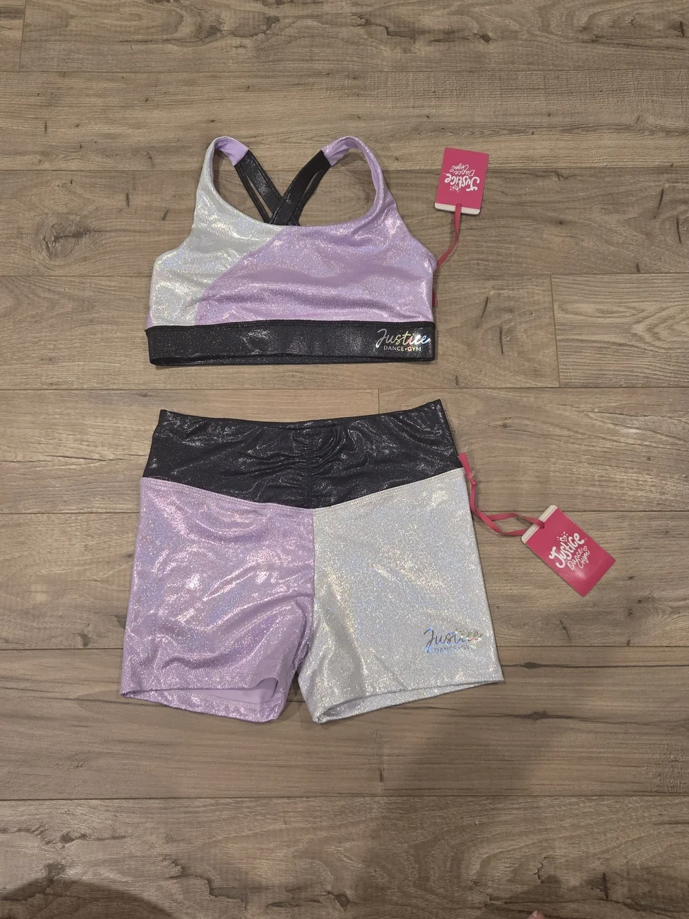 NWT Justice Girls 2-Piece Foil Gymnastics & Dance Set 🌟 Size: Large (12/14)